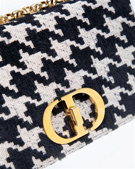 christian dior houndstooth purse|Medium Dior Caro Bag Black and White Macro Houndstooth Fabric.